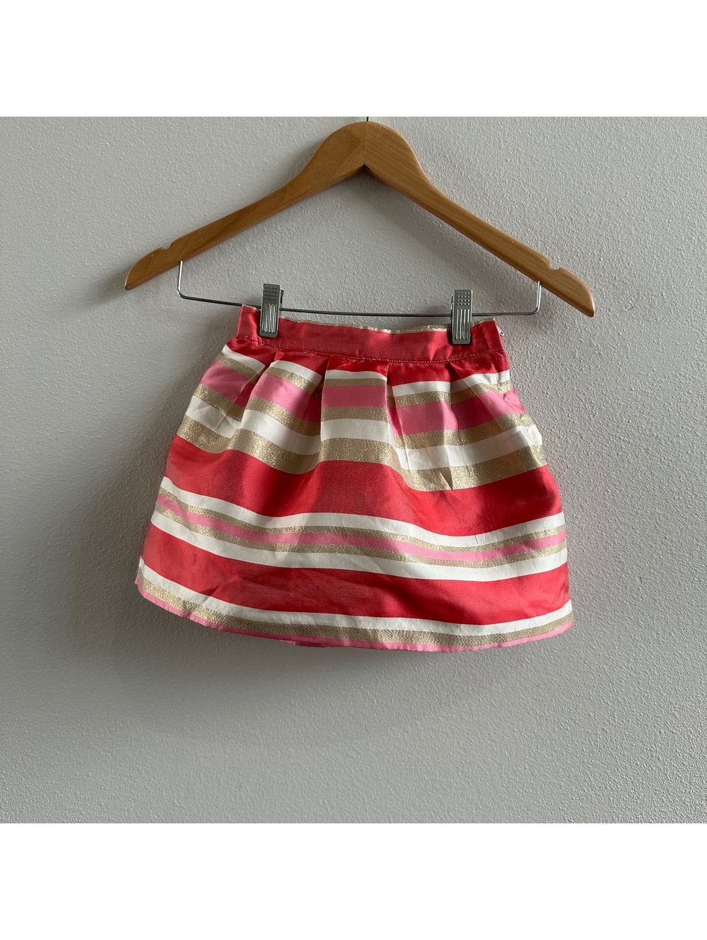Janie and Jack Coral Carousel Shimmer Girls Striped Skirt Size 4 Lined